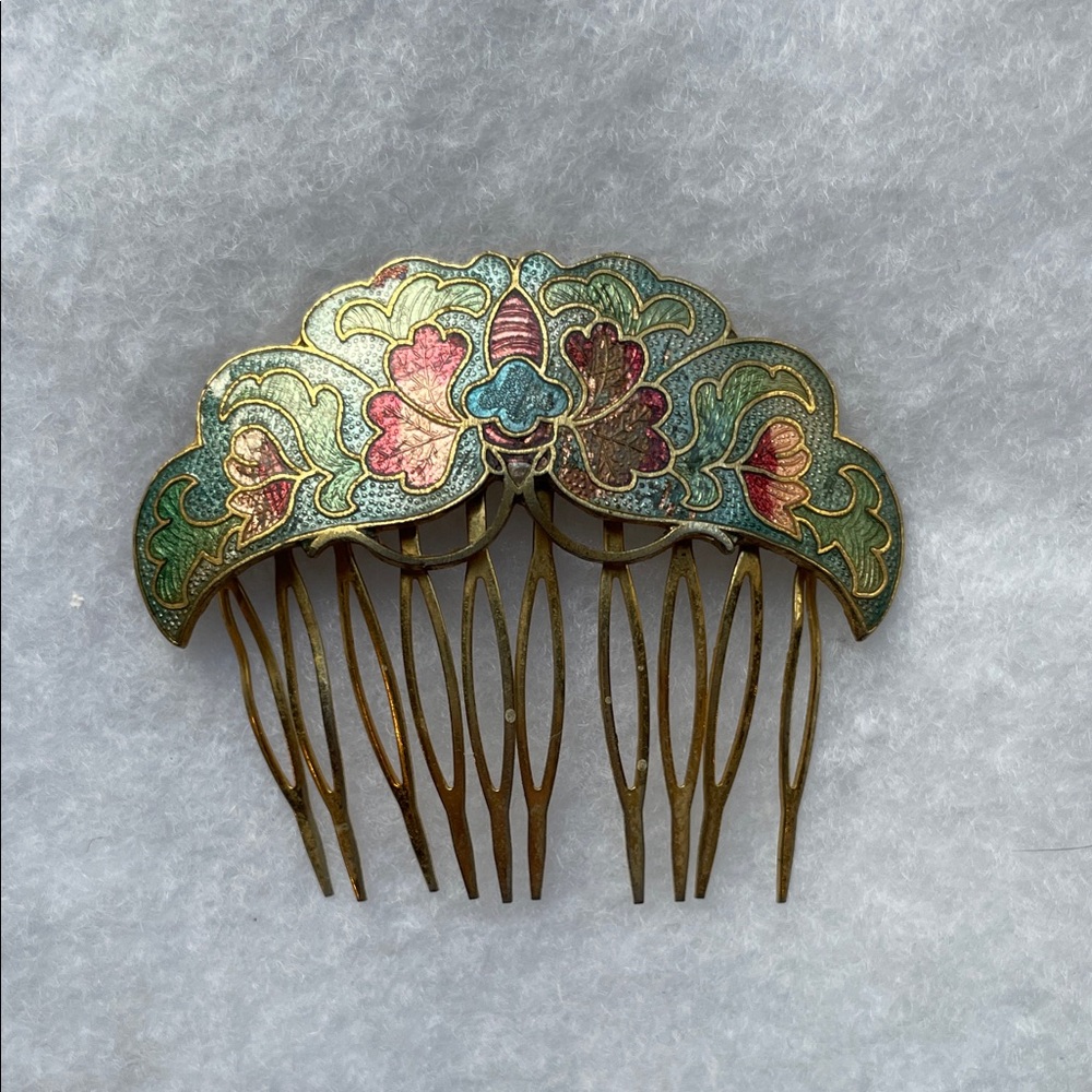 Floral Enamel Hair Comb